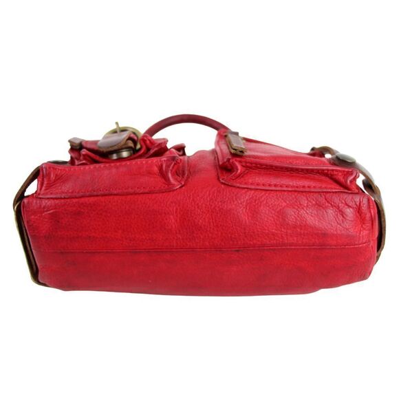 Cecile Jeanne PARIS RED GENUINE LEATHER LOGO SMALL SHOULDER BAG HANDBAG PURSE - Picture 8 of 16